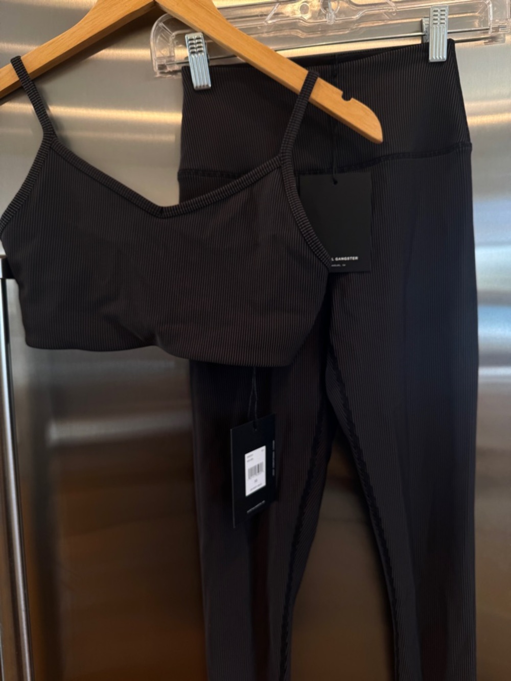 NWT Spiritual Gangster Matching SET - Auralight Legging + Aria Bra -Ribbed Black - Picture 9 of 16